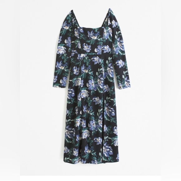 square neck midi dress abercrombie Abercrombie Midi Dress With Square Neck - Black